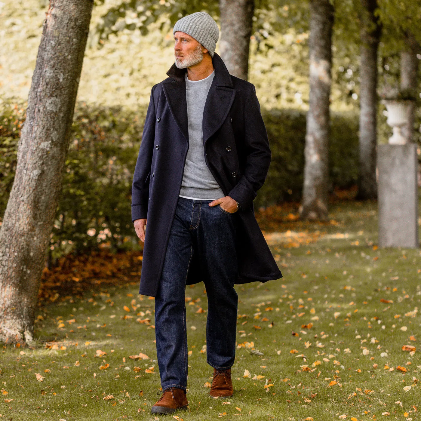 Navy Blue Wool Cashmere Dream Polo Coat