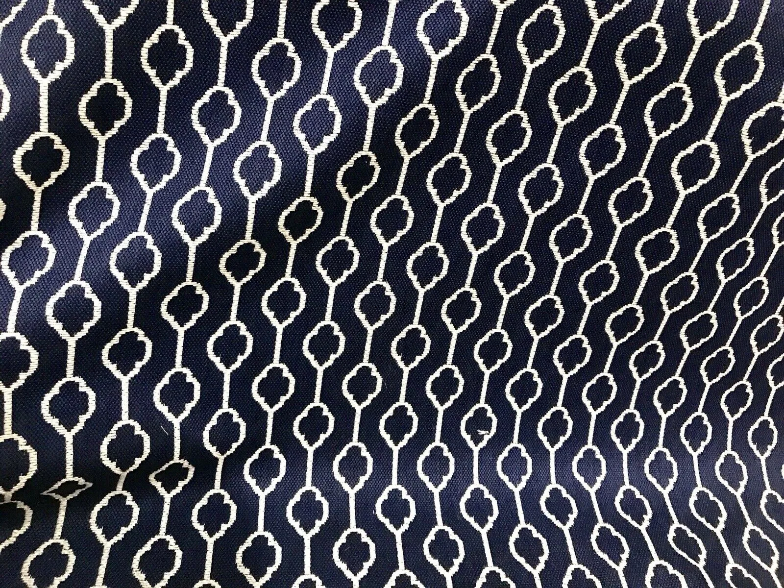 NEW Burnout Linen Inspired Upholstery Fabric- Indigo Blue Navy Geometric