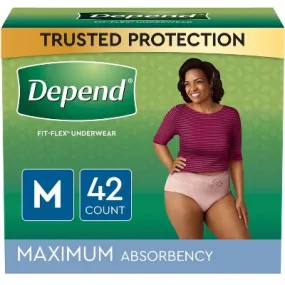 Open Box - Depend FIT-FLEX Adult Incontinence Underwear for Women - Maximum Absorbency - M - Blush - 42ct