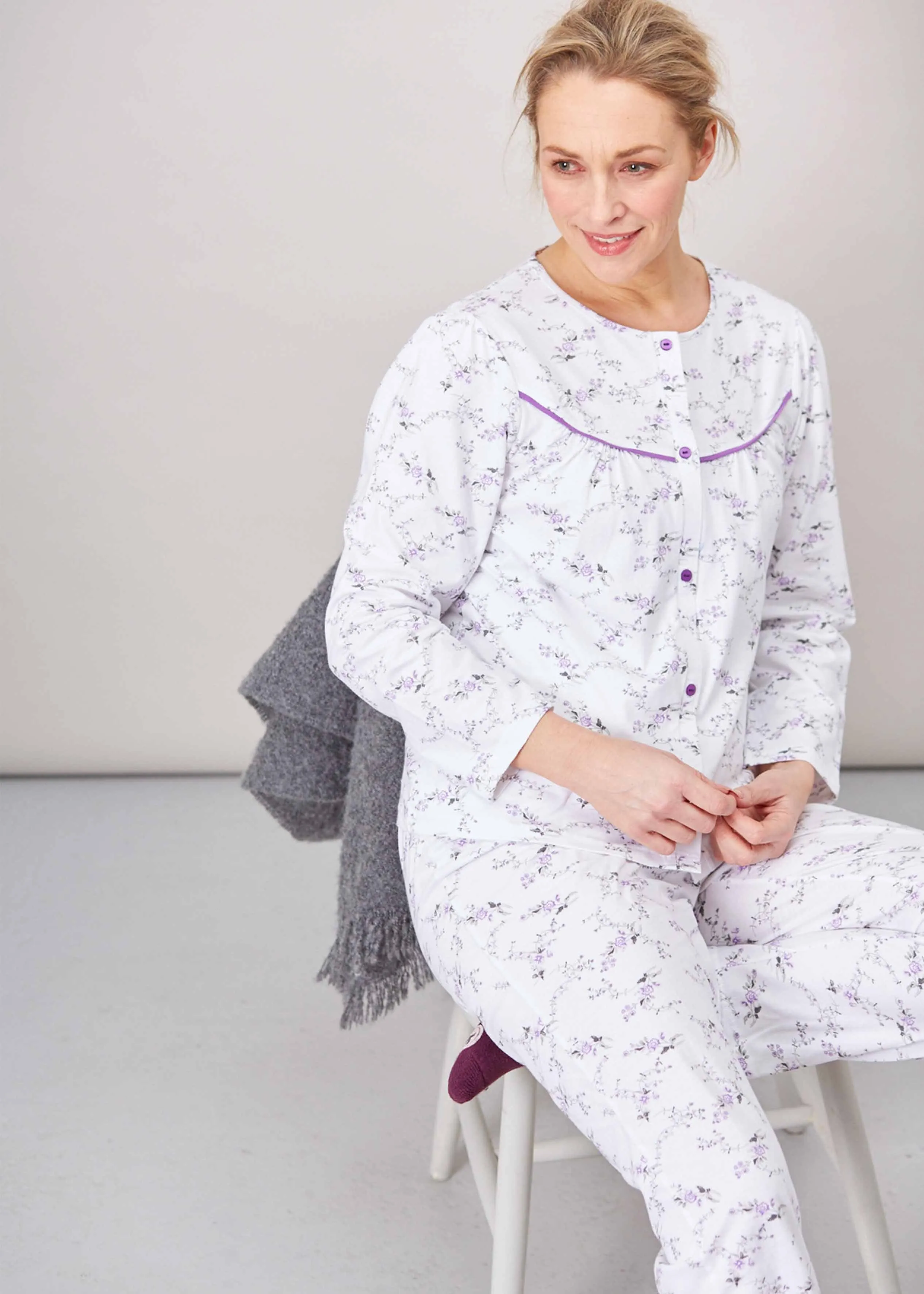 Penny Cotton Jersey VELCRO® Brand Fastening Top & Pull On Bottoms PJ Set