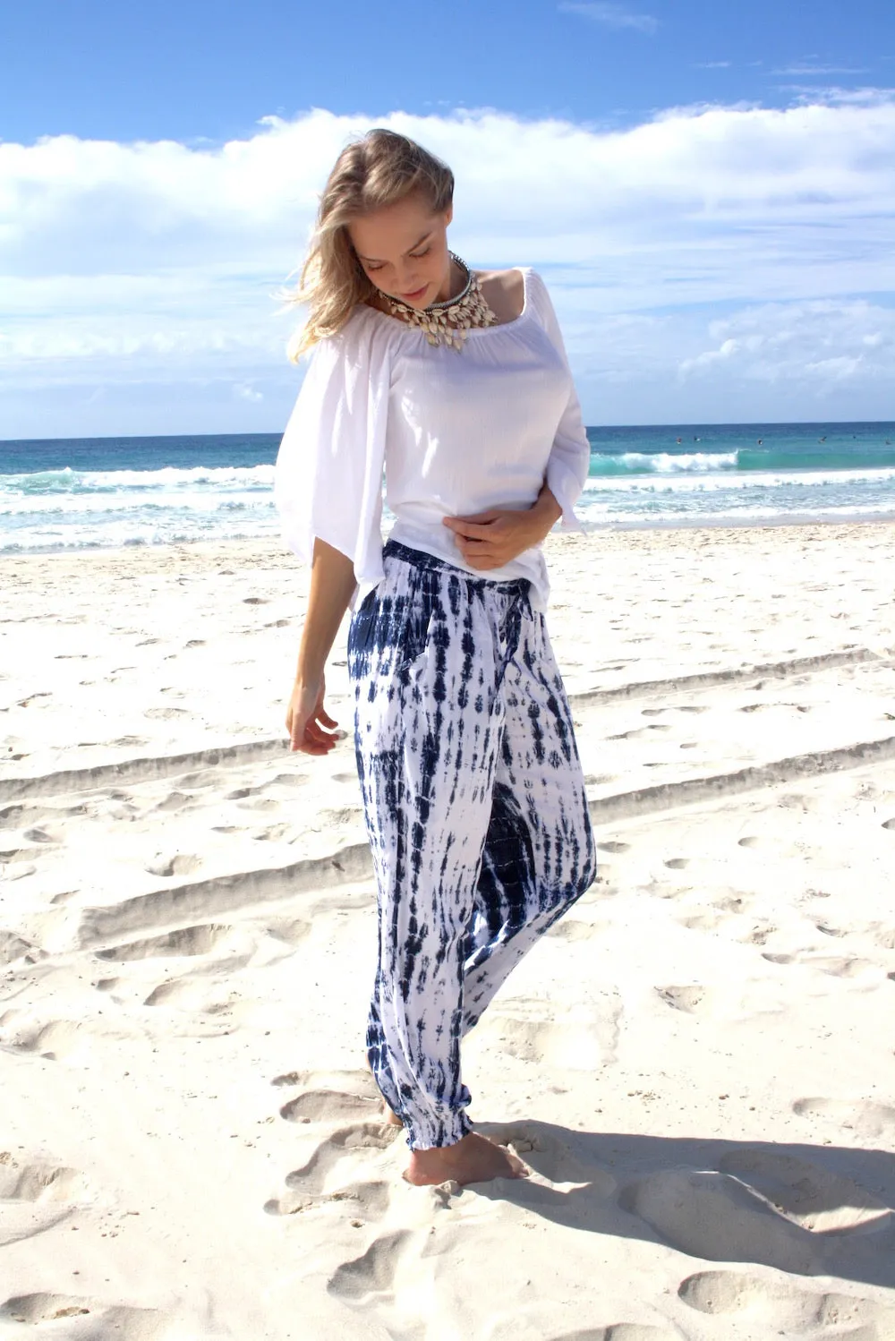 Perfect Travel Elastic Long Pant In Blue Splash