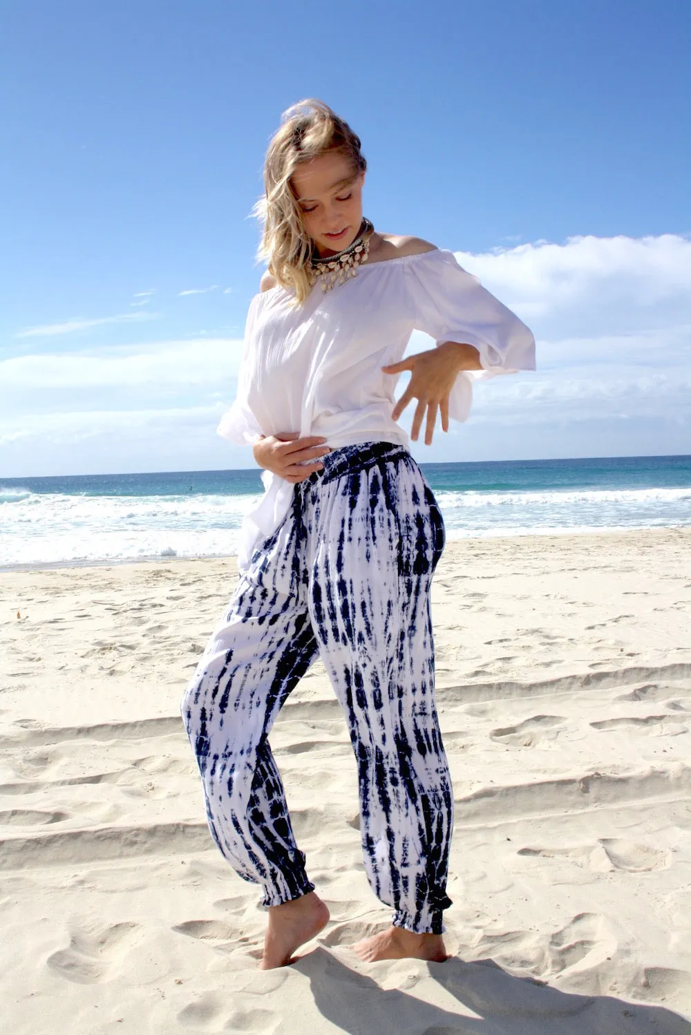 Perfect Travel Elastic Long Pant In Blue Splash