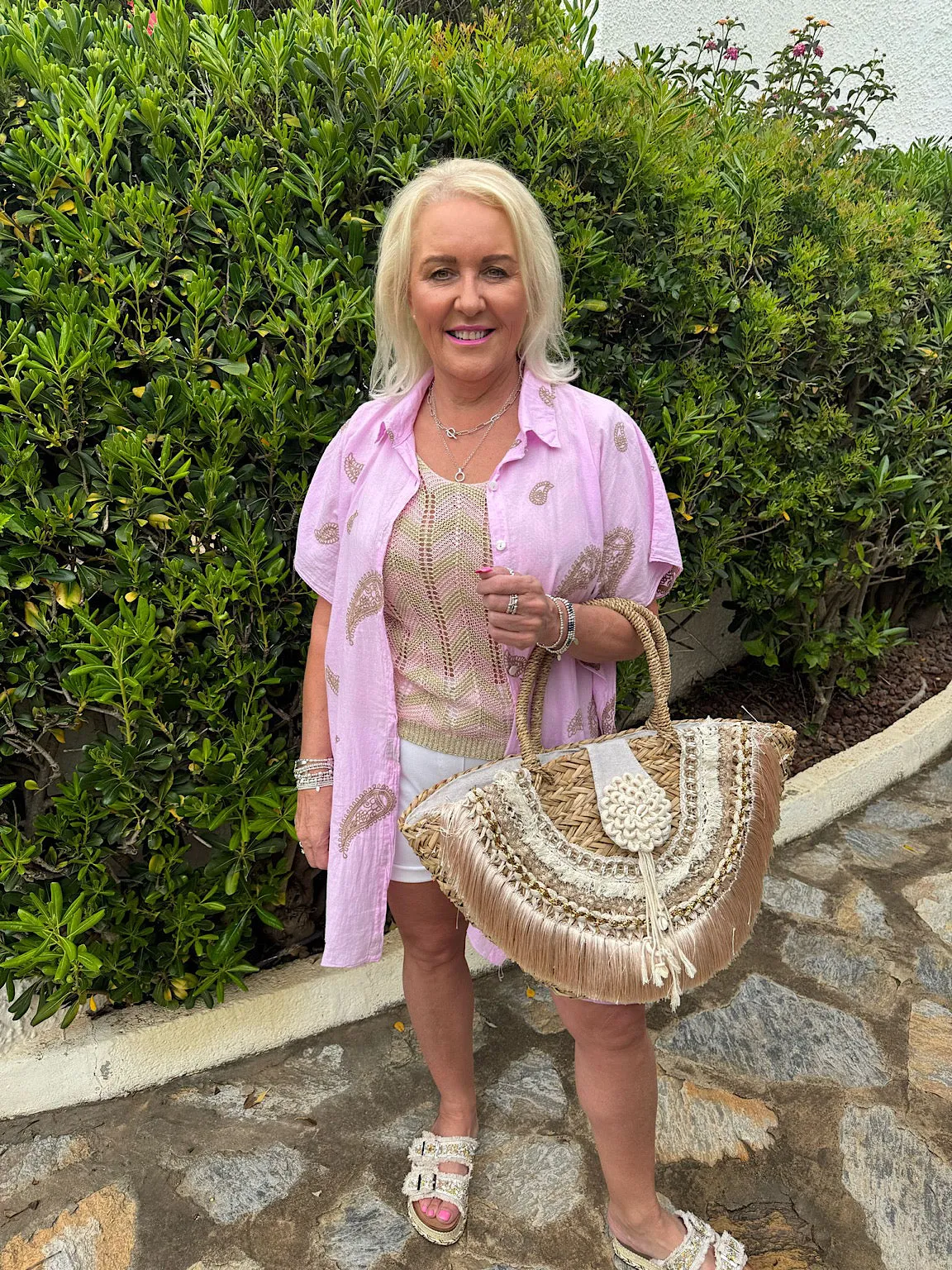 Pink Lurex Zig Zag Knitted Vest Lottie