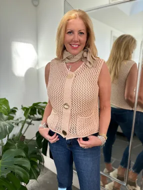 Pink Luxury Loose Knit Button Waistcoat Linda