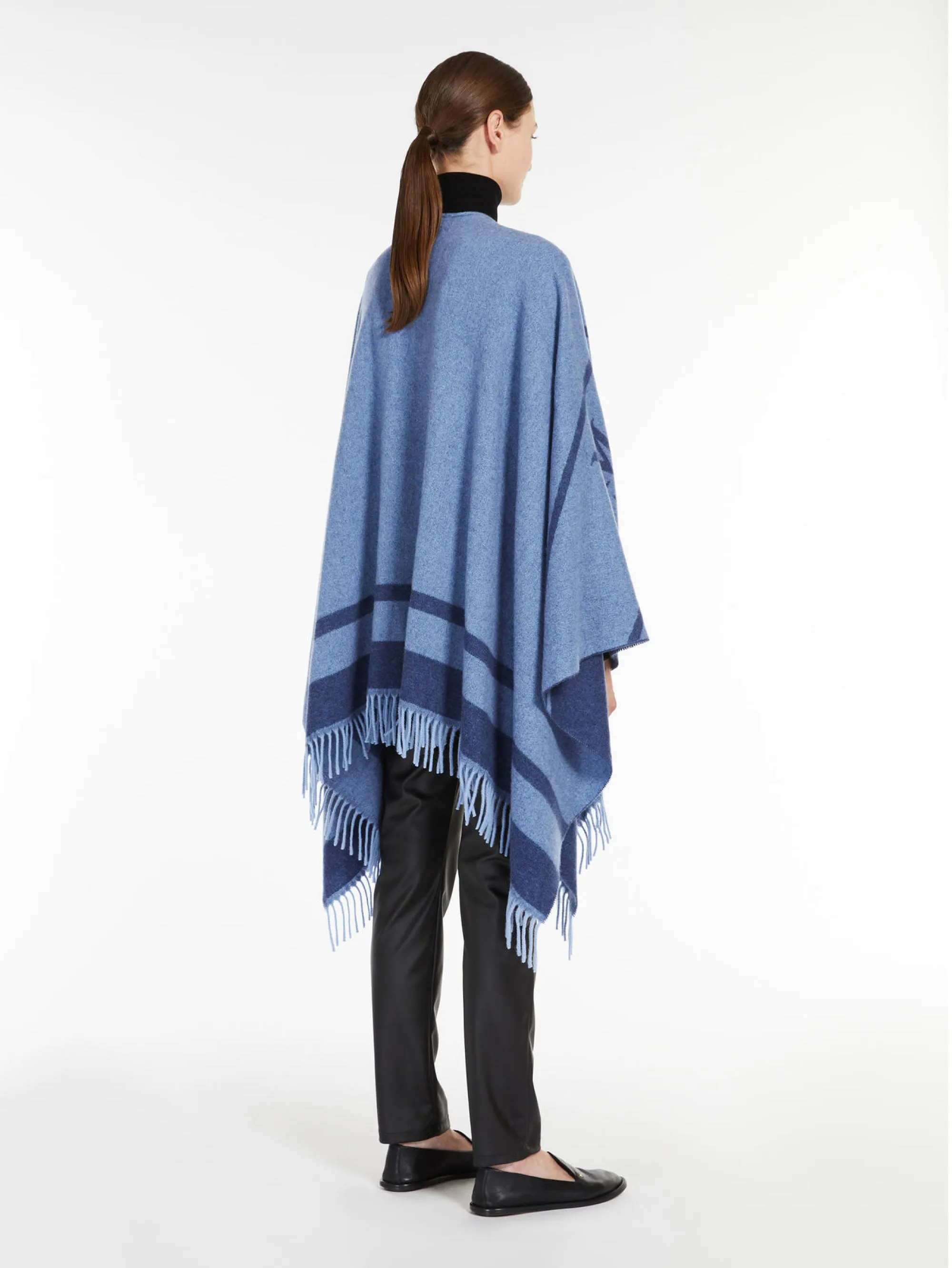 Poncho con Frange Blu