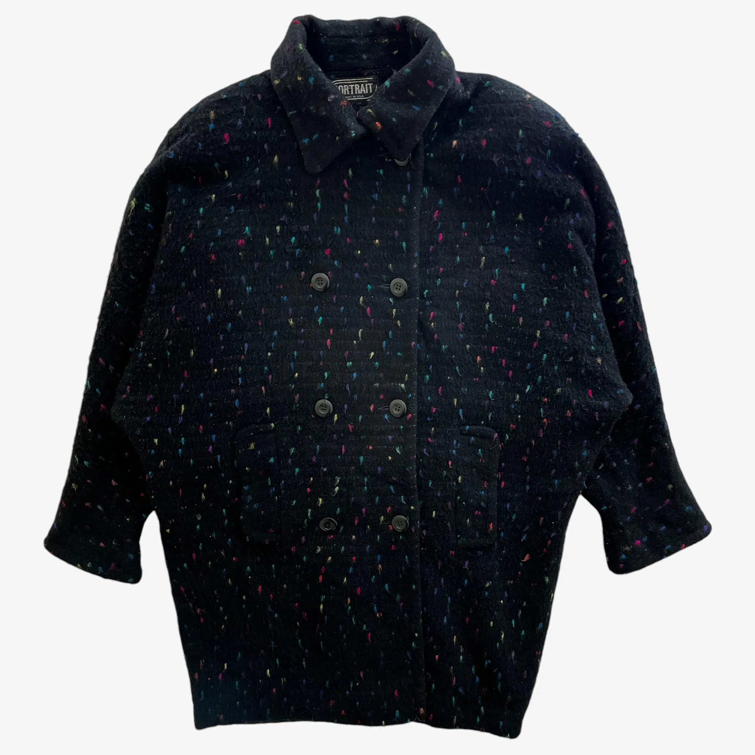 Portrait Patterned Wool Double Breasted Coat (Womenswear)