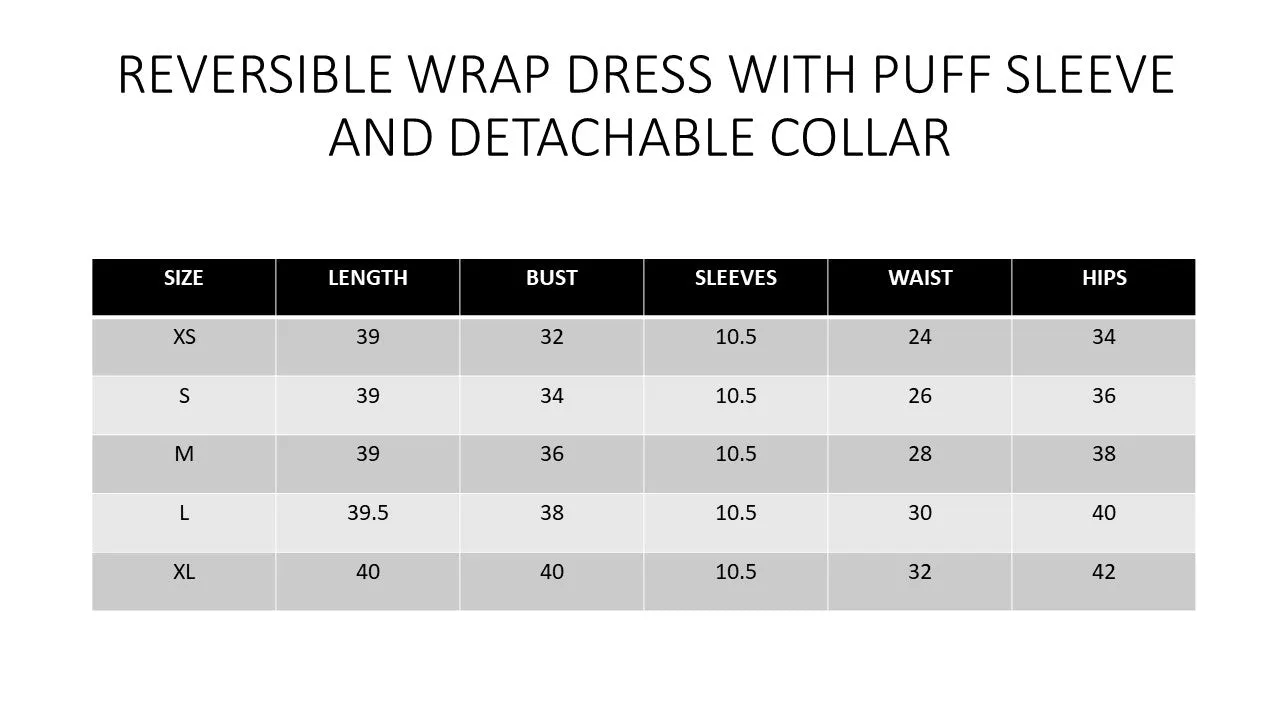 Pre-Order MIX BATIK AND BLACK COTTON - REVERSIBLE WRAP DRESS WITH PUFF SLEEVE AND DETACHABLE COLLAR - MULTI