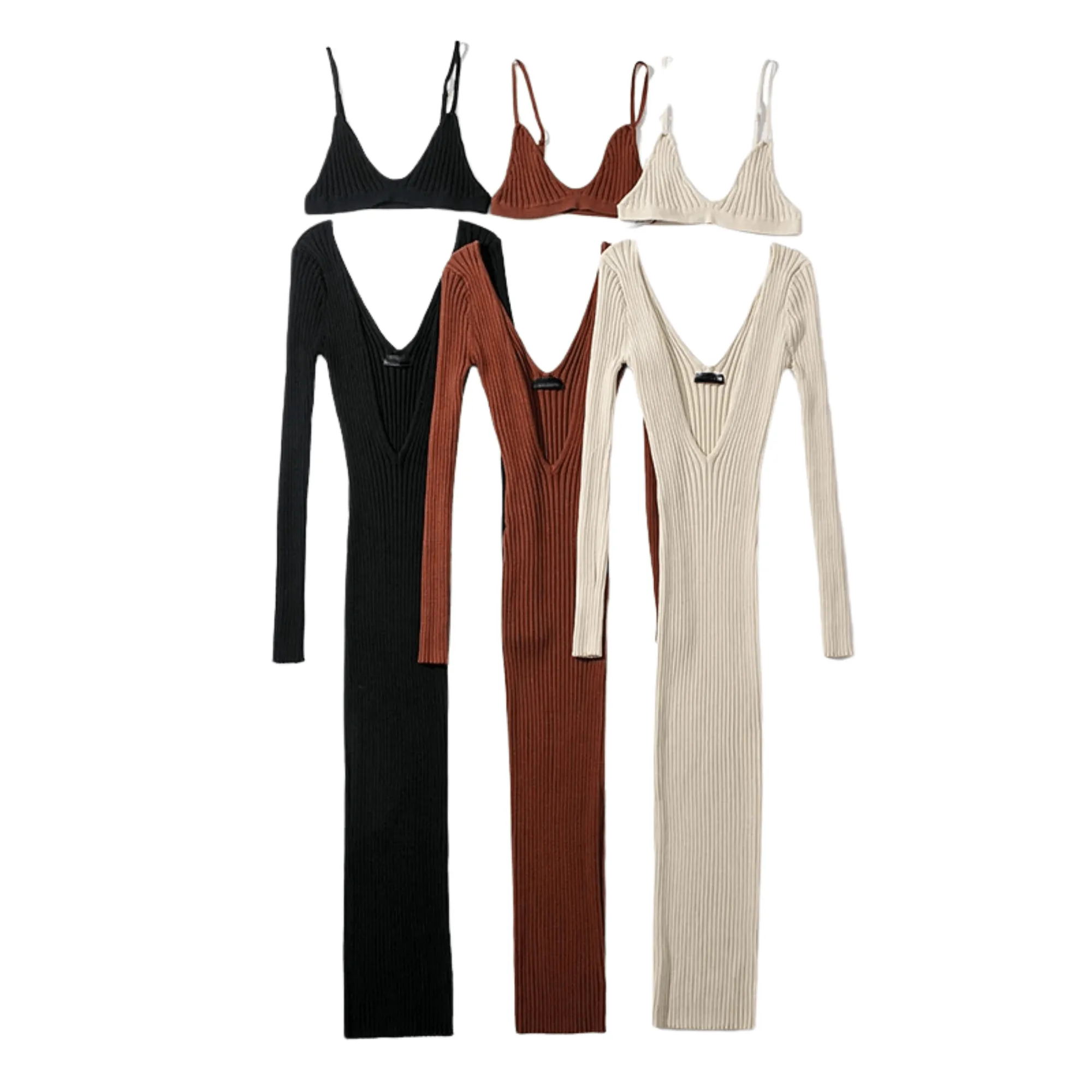 Pre Order:  Ribbed Knit 2-Piece Cami Dress