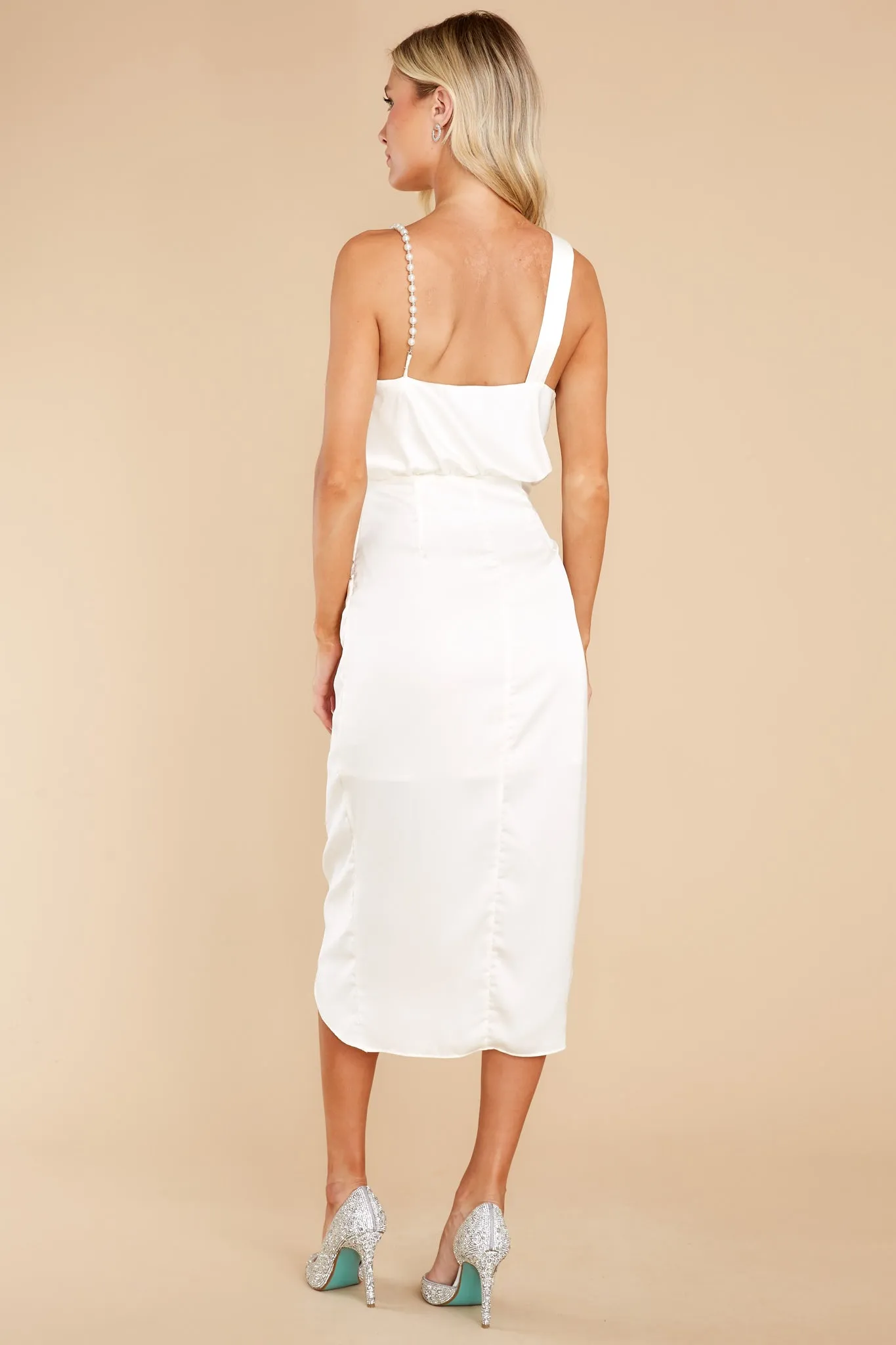 Pretty In Pearls Off White Midi Dress