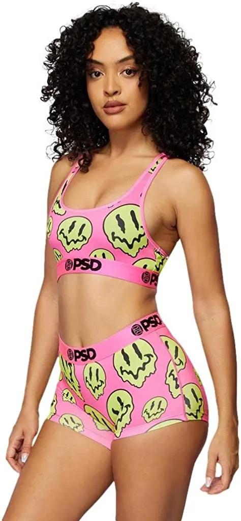 PSD Women's Boy Short with Wide Elastic Band - Pink/All Smiles Boy Short