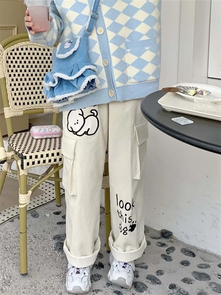 "look this dog" Corduroy Pants