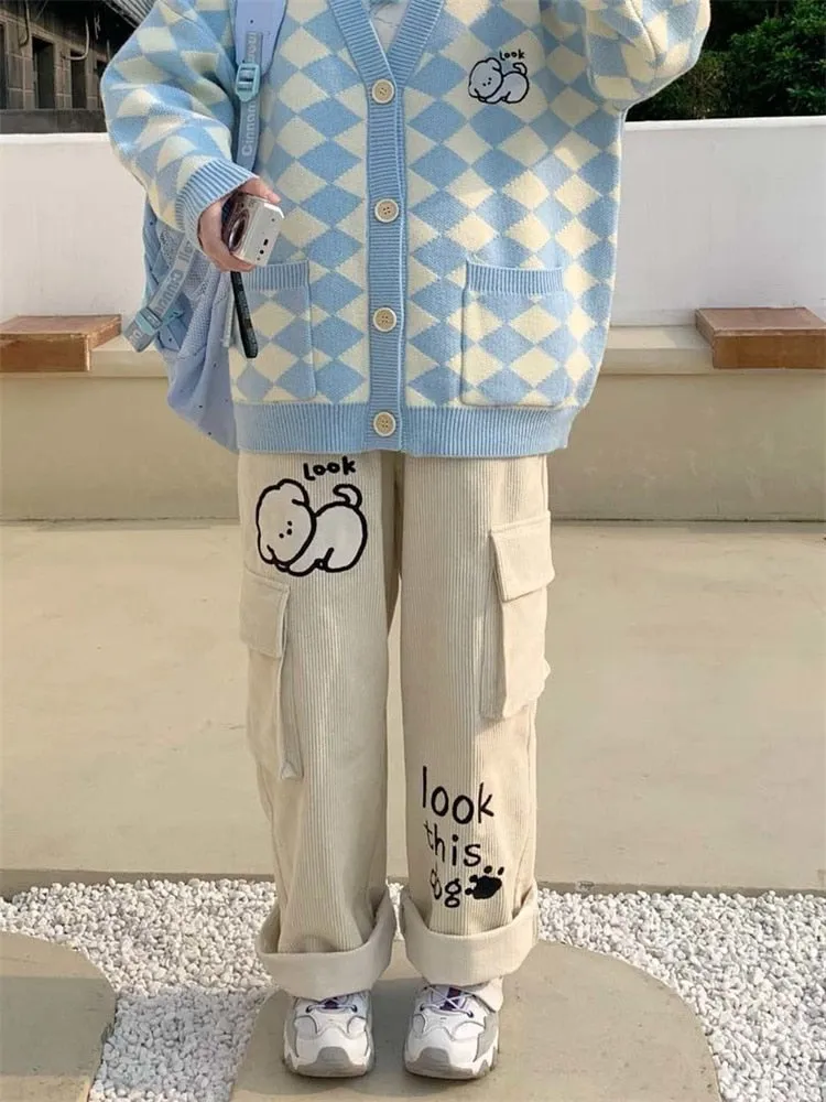 "look this dog" Corduroy Pants