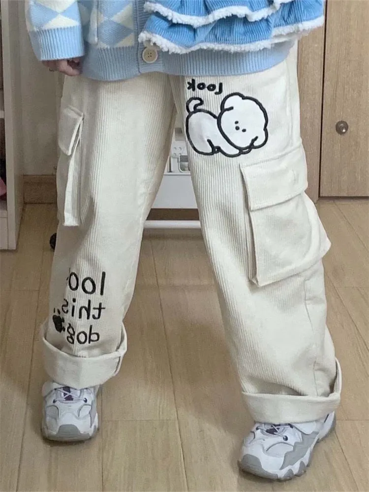 "look this dog" Corduroy Pants