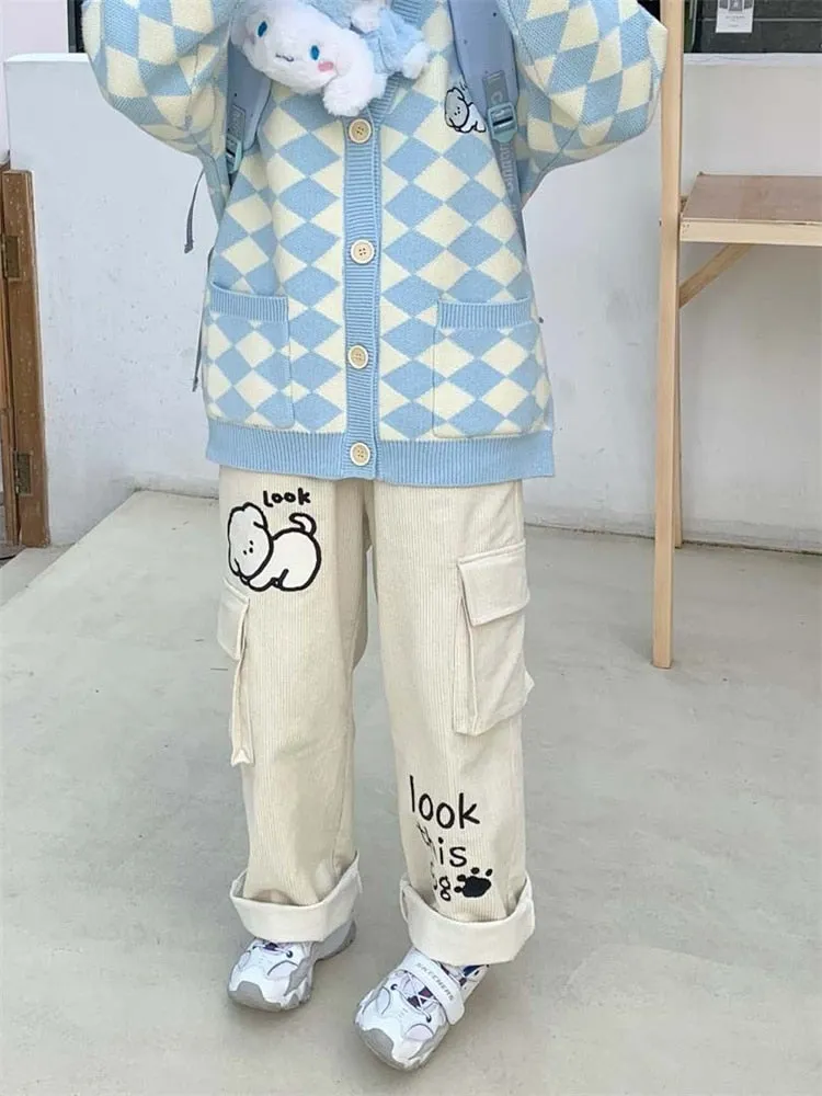 "look this dog" Corduroy Pants