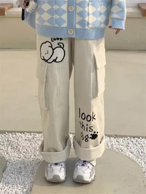 "look this dog" Corduroy Pants