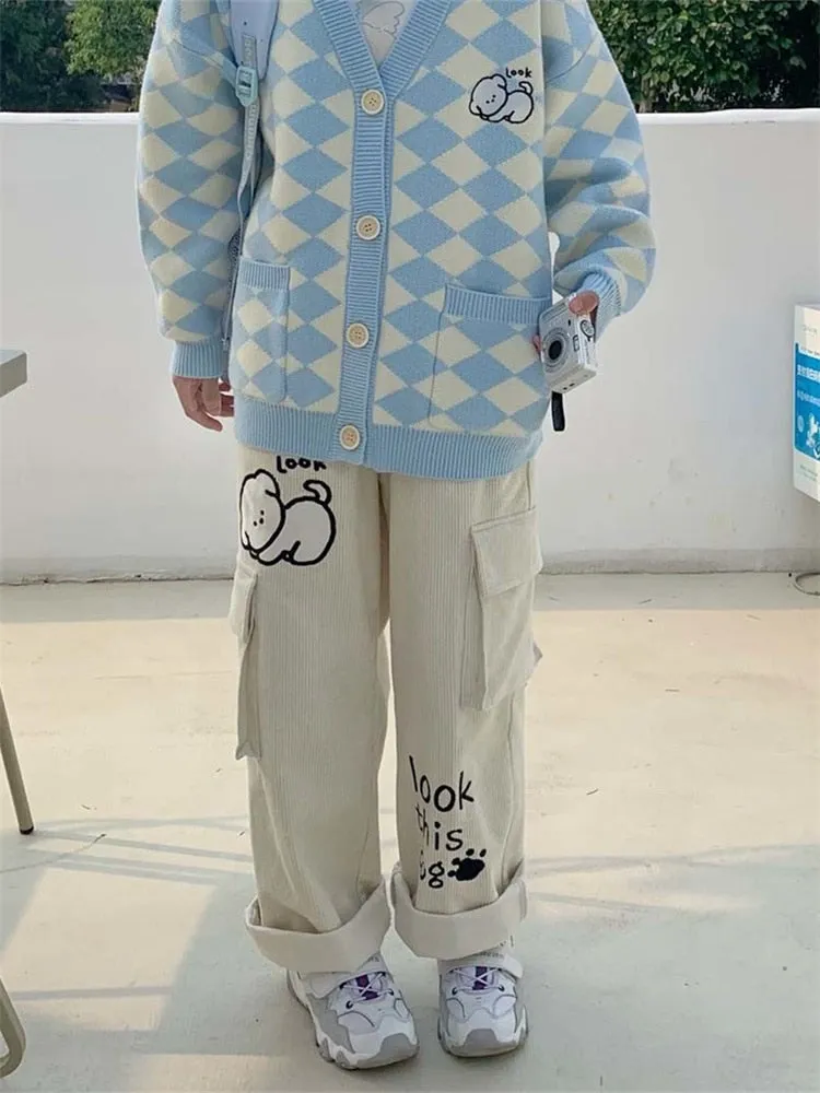 "look this dog" Corduroy Pants