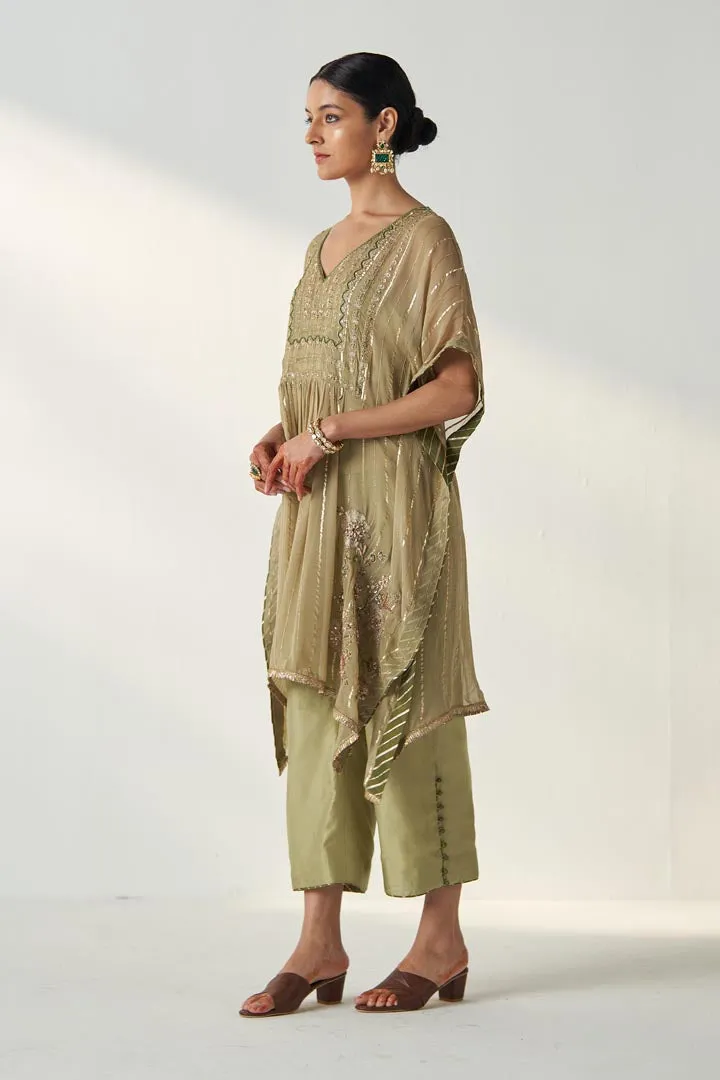 RABHYA GREEN KAFTAN PANT SET