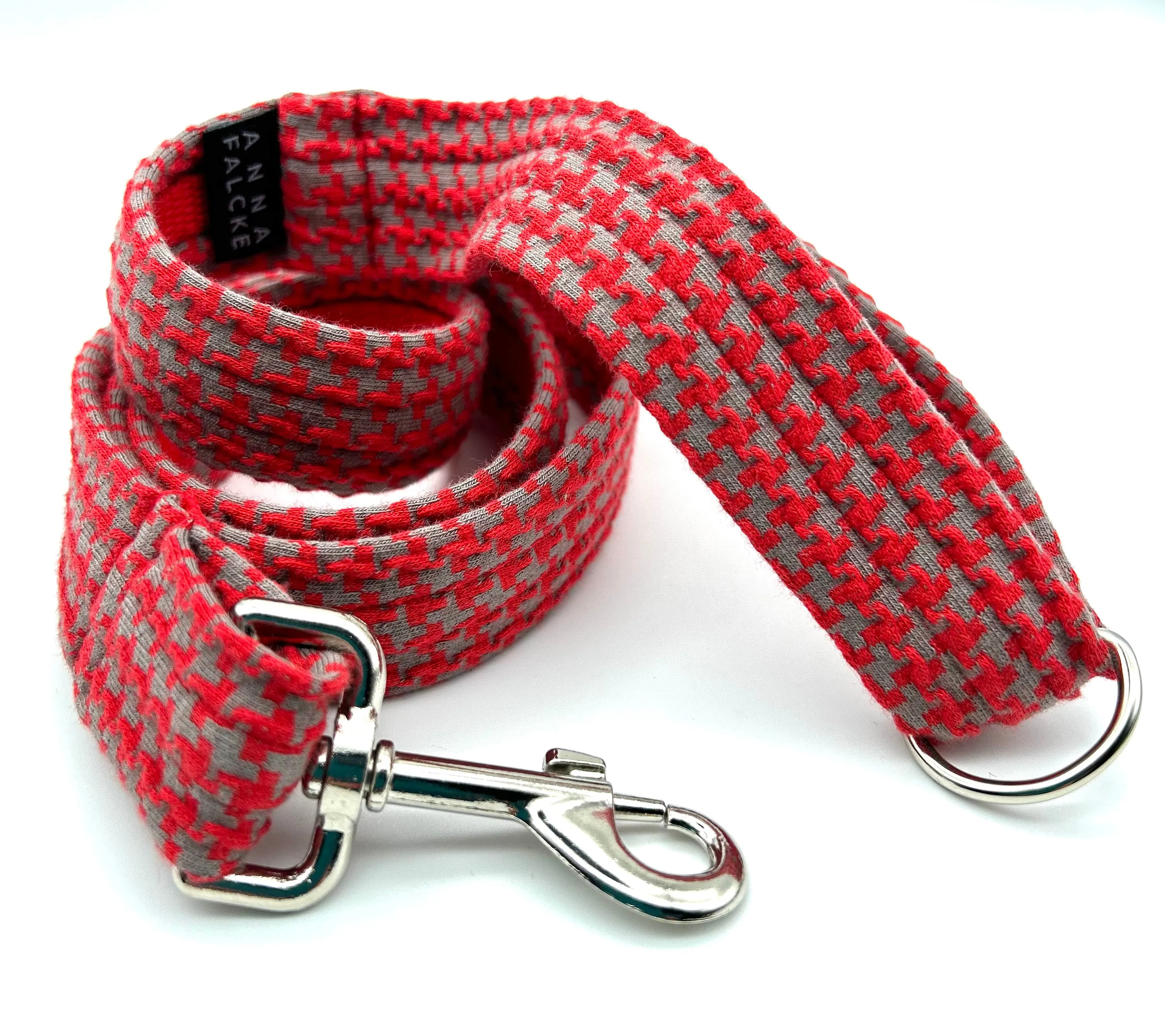 Red dogtooth Design - Luxury Dog Lead set
