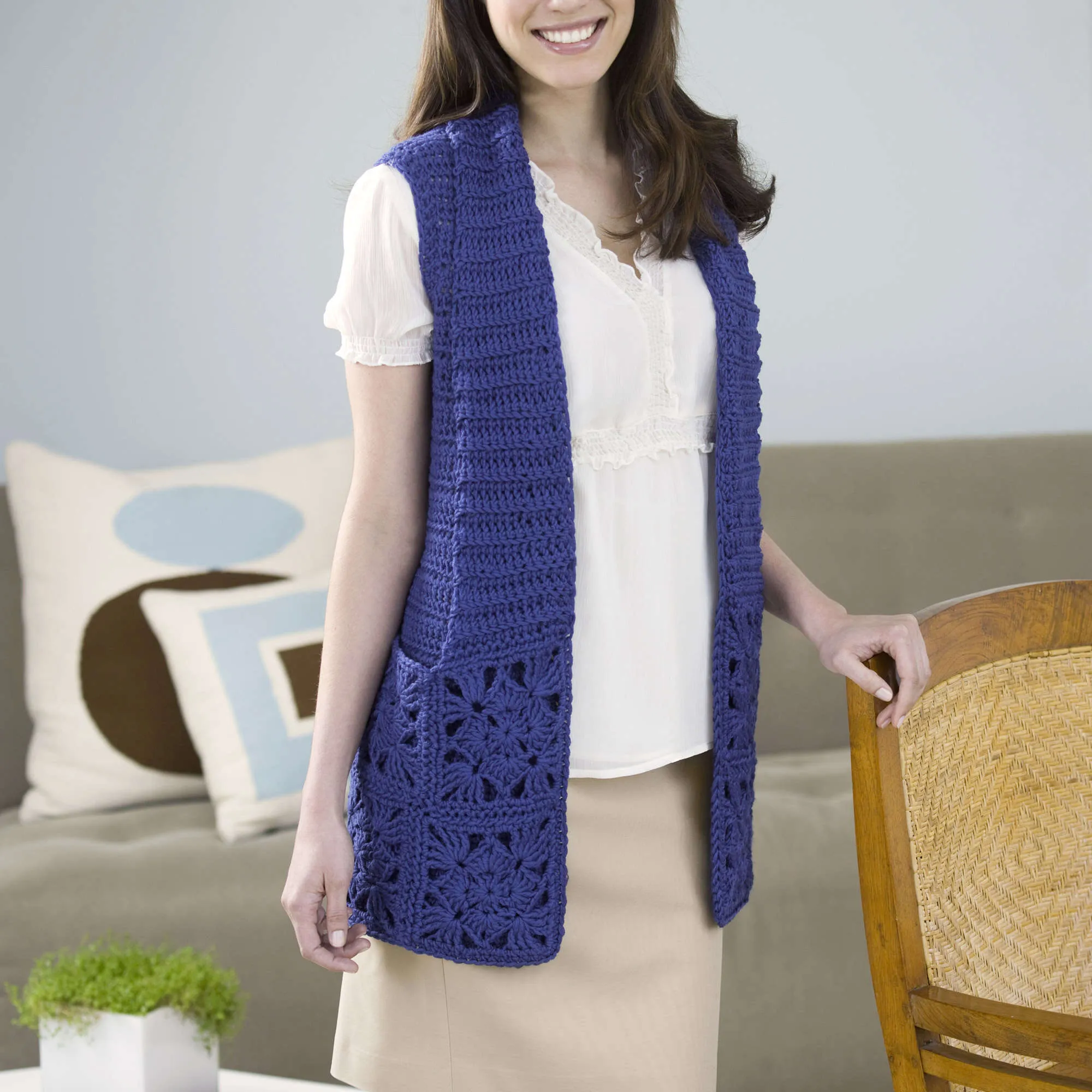 Red Heart Crochet Bamboo Wool Vest