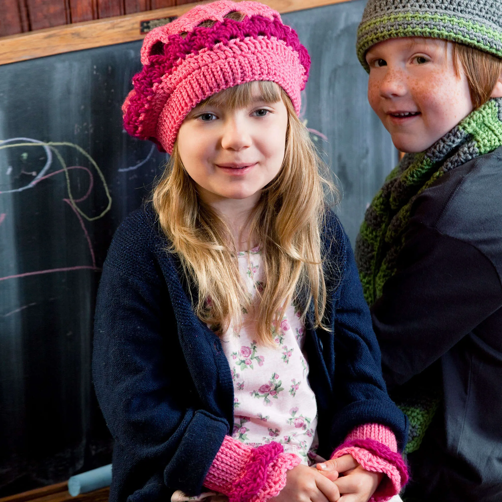 Red Heart Crochet Little Girl's Beret and Wristers