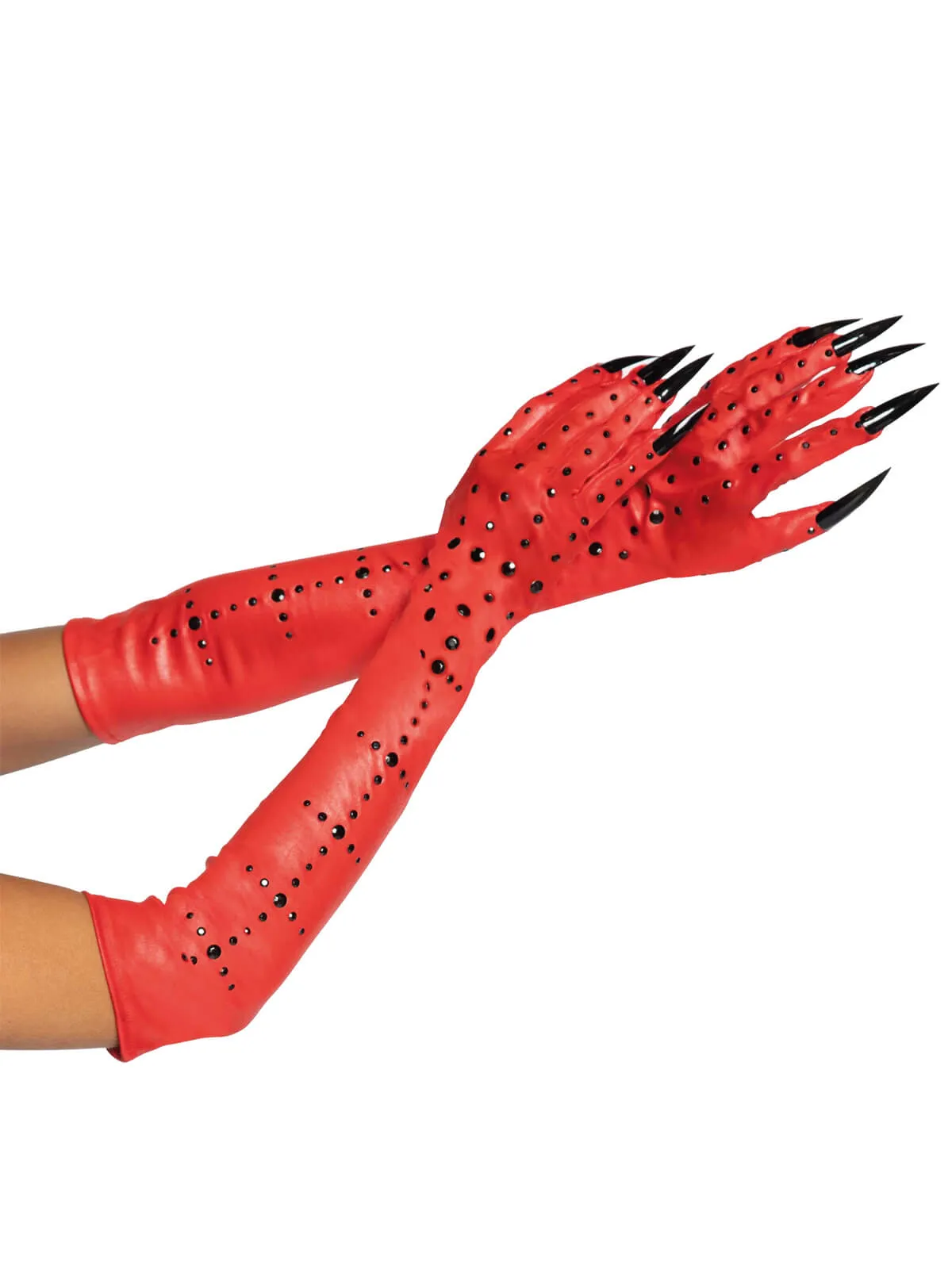 Rhinestone demon claw gloves