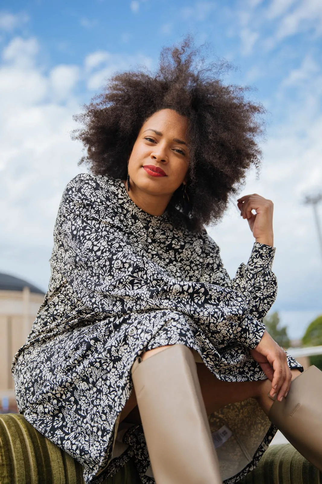 Ruffle Sweatshirt Dress Night Meadow