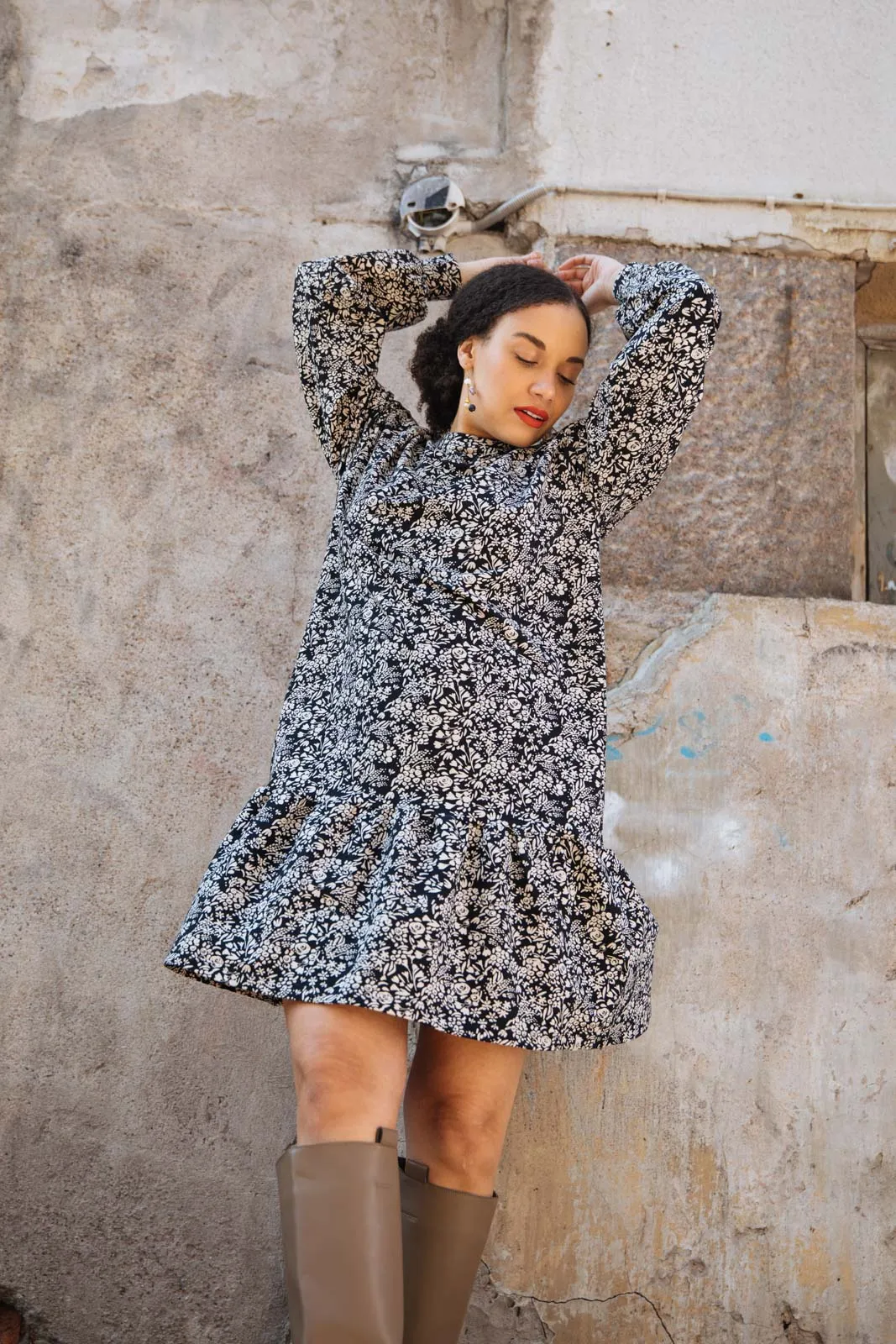Ruffle Sweatshirt Dress Night Meadow