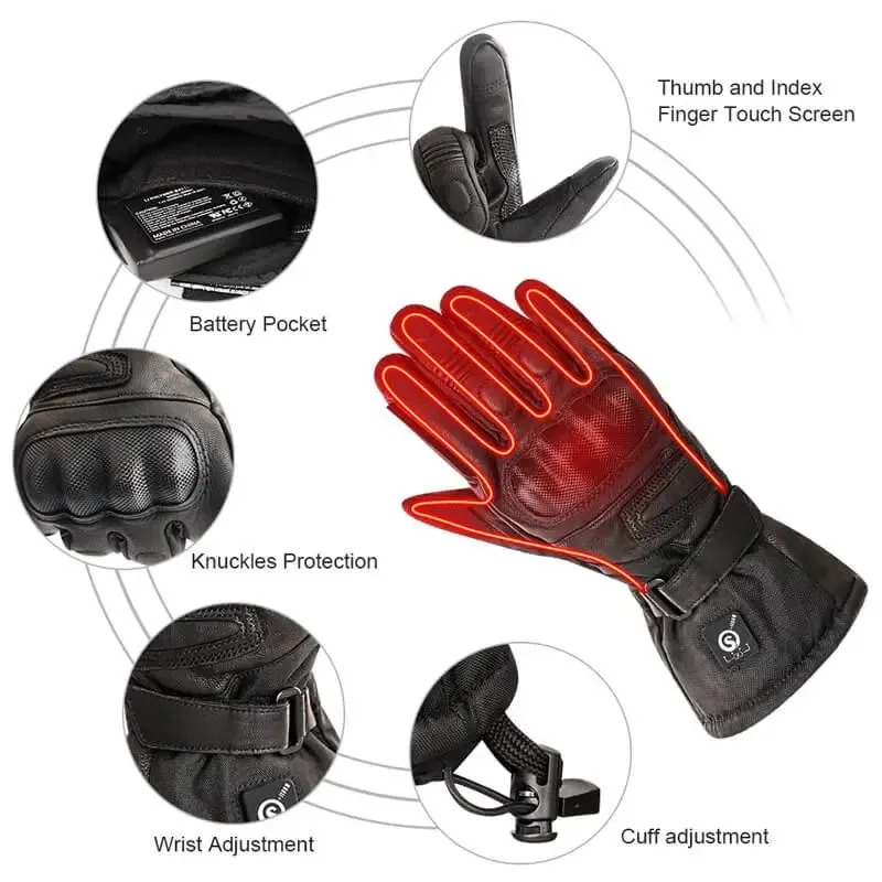 Savior Heated Sheepskin Motorcycle Gloves