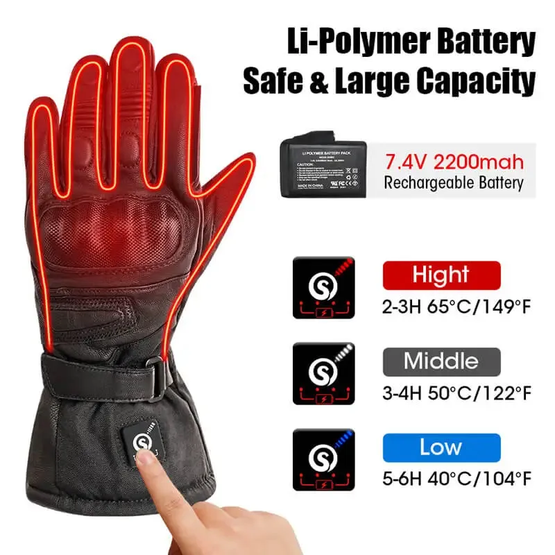 Savior Heated Sheepskin Motorcycle Gloves