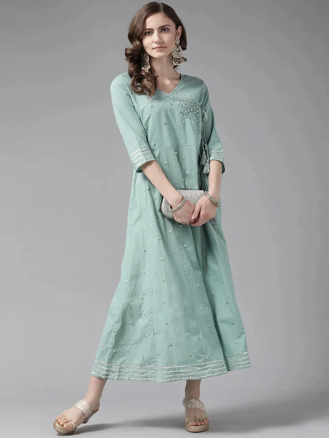 Sea Green Floral Dress