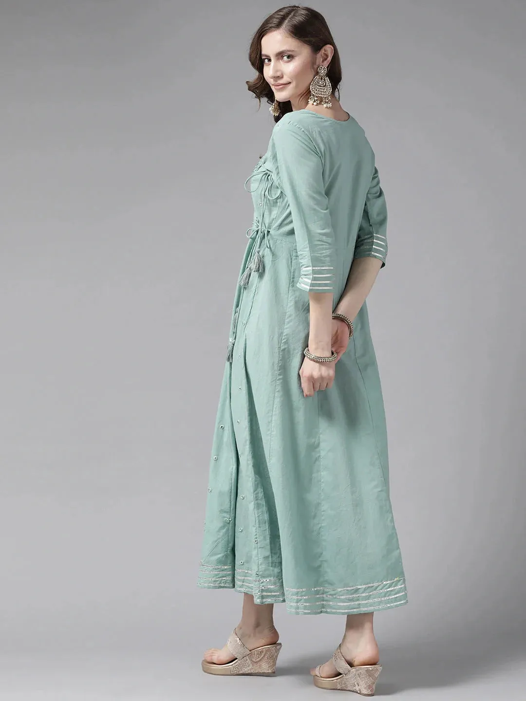Sea Green Floral Dress