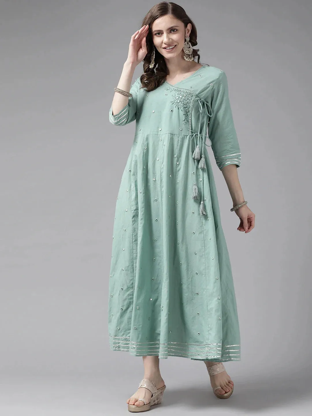 Sea Green Floral Dress