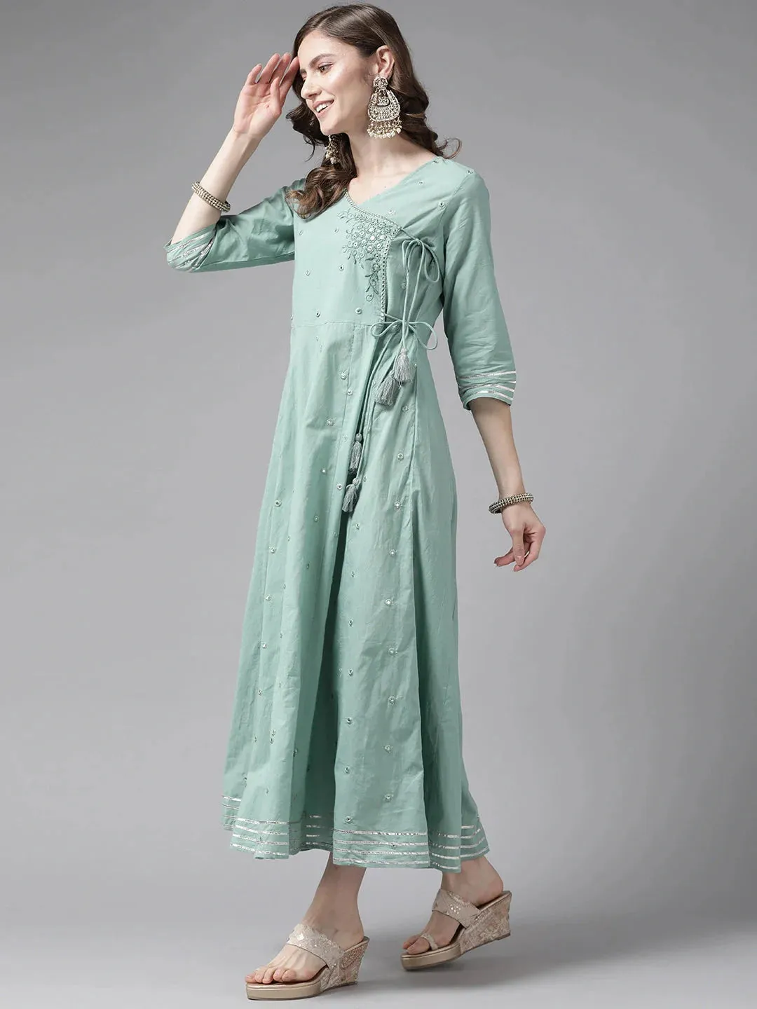 Sea Green Floral Dress