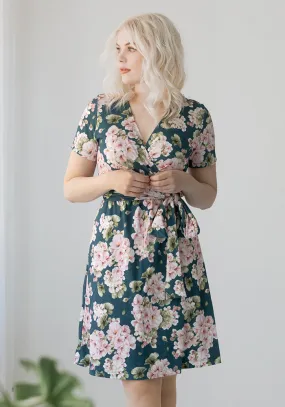 Short Sleeve Wrap Dress Pelargonia Petrol
