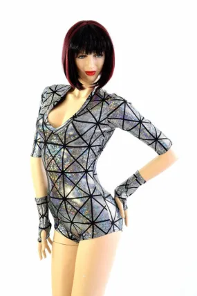 Silver Cracked Tiles Romper