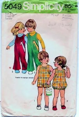 Simplicity 5049 Toddler Jumpsuit Bubblesuit Play Suit Vintage Pattern