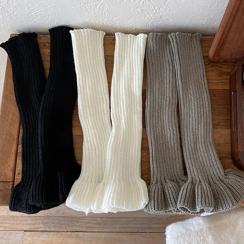 Sohiwoo Kid Leg Warmer Knitted Thick Strip Long Leg Socks Warm Cover for Girl JK Japanese Korean Lolita Style Cute Sweet Pile Pile Socks