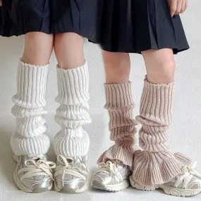 Sohiwoo Kid Leg Warmer Knitted Thick Strip Long Leg Socks Warm Cover for Girl JK Japanese Korean Lolita Style Cute Sweet Pile Pile Socks
