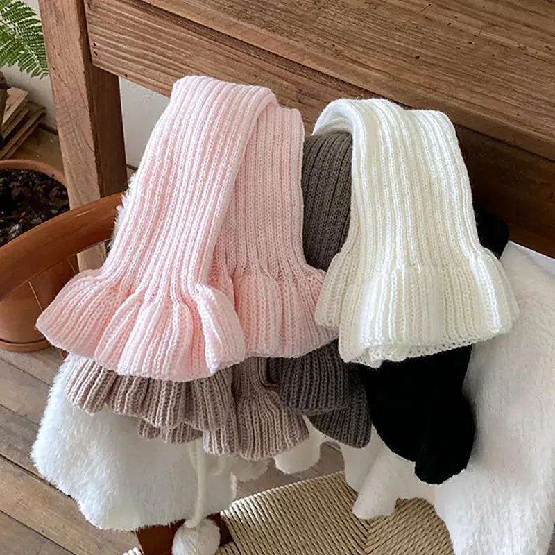 Sohiwoo Kid Leg Warmer Knitted Thick Strip Long Leg Socks Warm Cover for Girl JK Japanese Korean Lolita Style Cute Sweet Pile Pile Socks