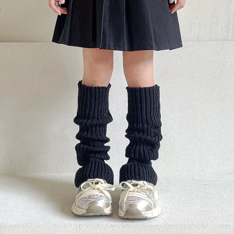 Sohiwoo Kid Leg Warmer Knitted Thick Strip Long Leg Socks Warm Cover for Girl JK Japanese Korean Lolita Style Cute Sweet Pile Pile Socks