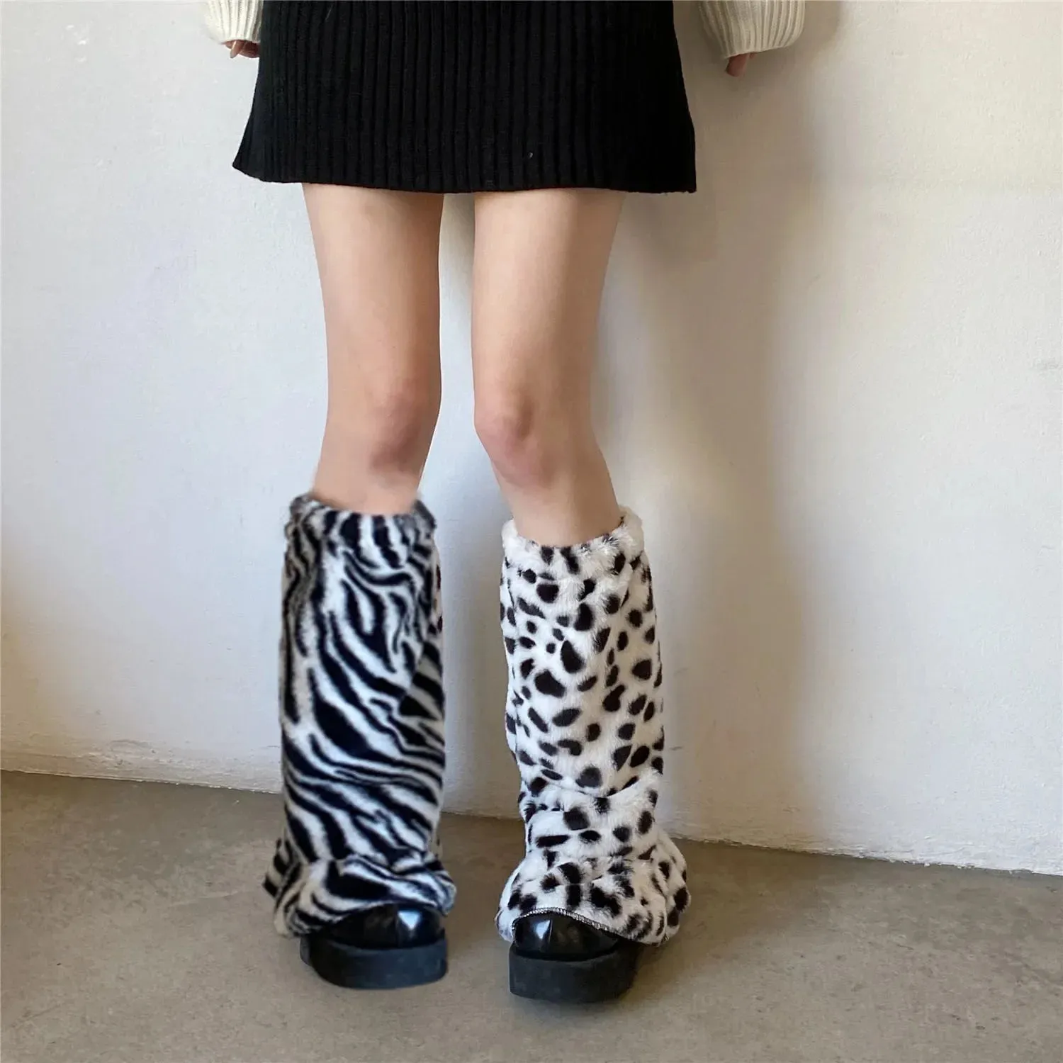 Sohiwoo Leg Warmers Harajuku Boot Cuffs Girls' Boho socks Japanese JK Lolita Socks Leopard Knit Sock Sets Ankle Winter Leg Warmers Thigh