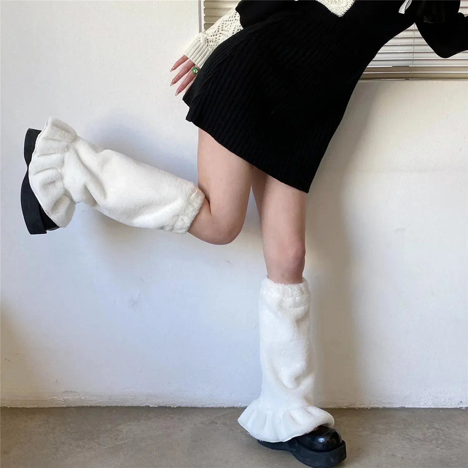 Sohiwoo Leg Warmers Harajuku Boot Cuffs Girls' Boho socks Japanese JK Lolita Socks Leopard Knit Sock Sets Ankle Winter Leg Warmers Thigh