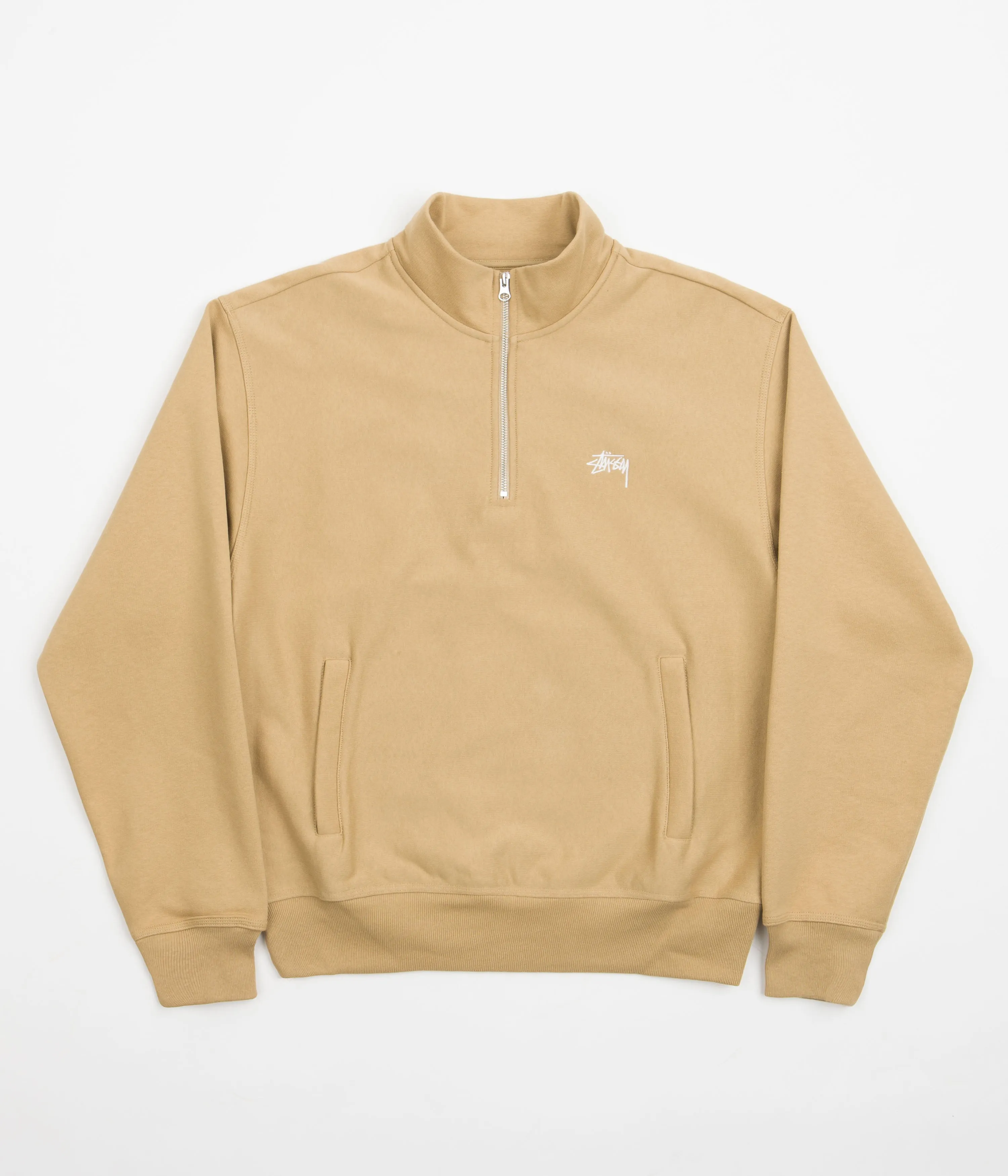 Stussy Stock Logo Mockneck Sweatshirt - Tan