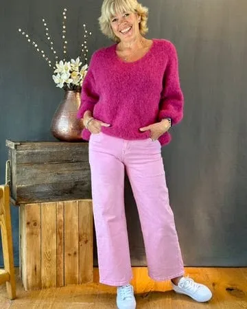 Super Stretchy Pink Wide Leg Jeans