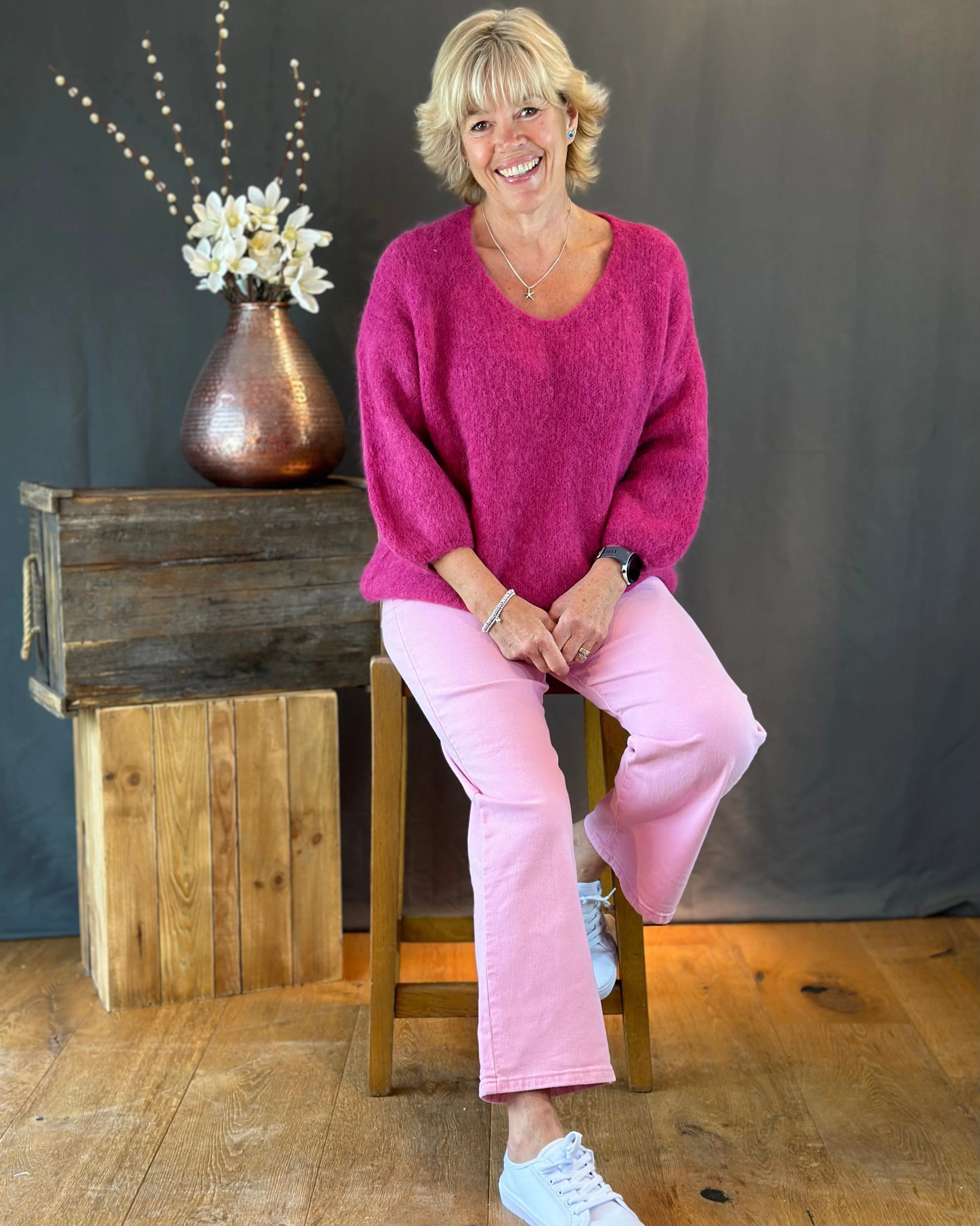 Super Stretchy Pink Wide Leg Jeans