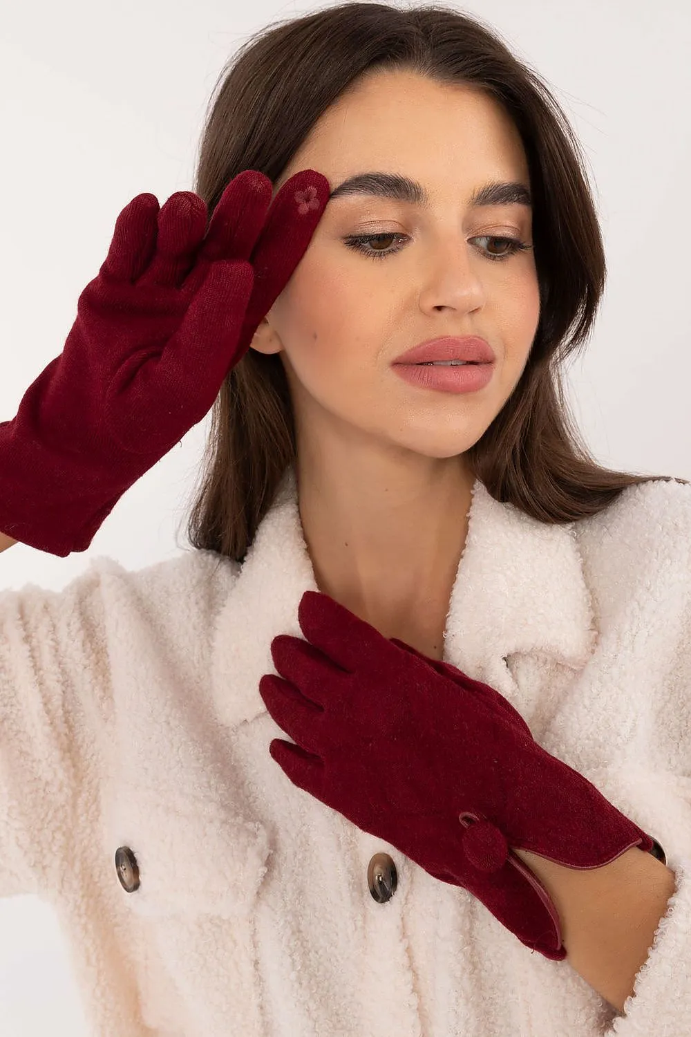 TEEK - Flowers Finger Notched Button Gloves
