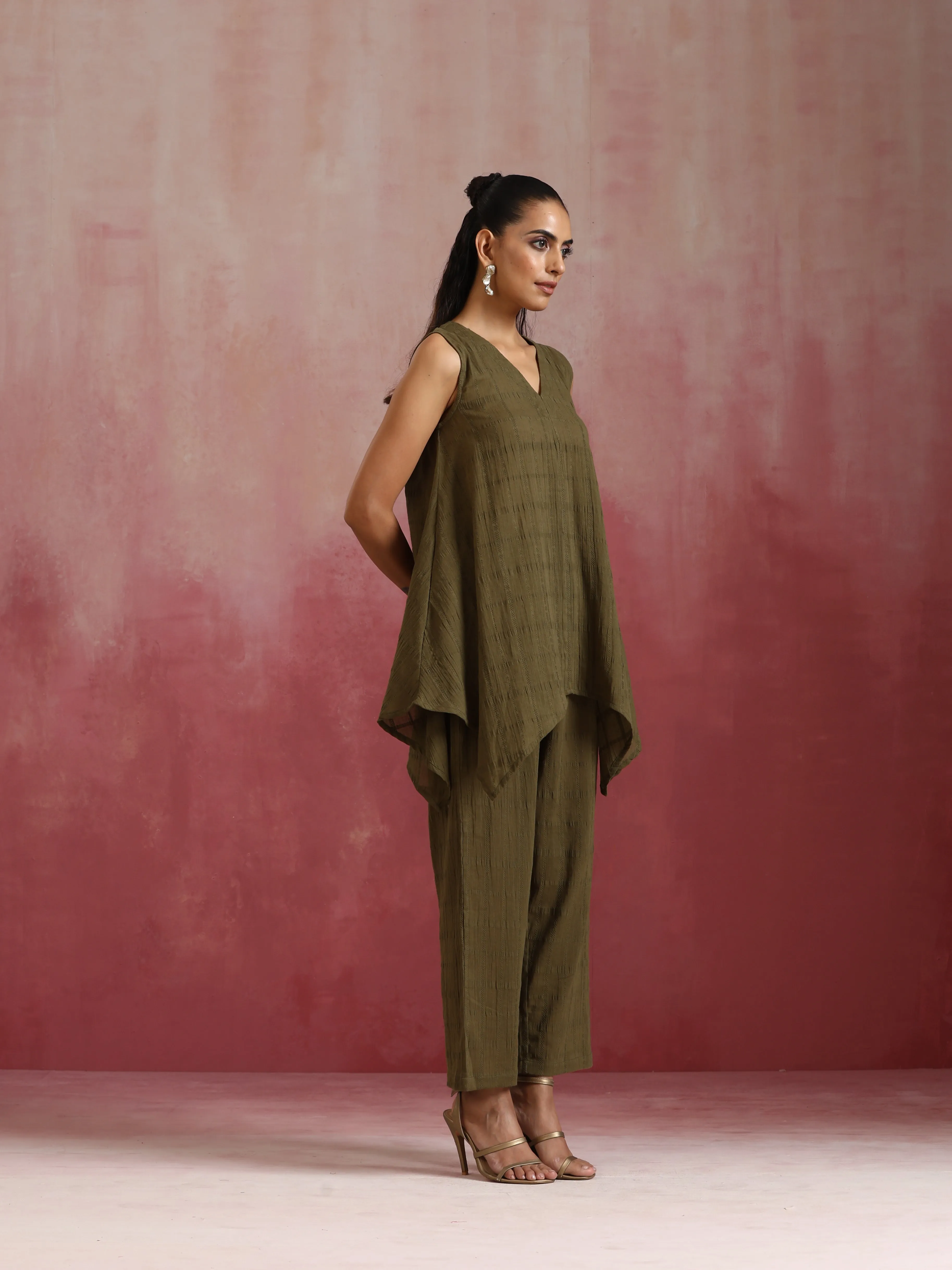 trueBrowns Olive Cotton Dobby Co-ord set