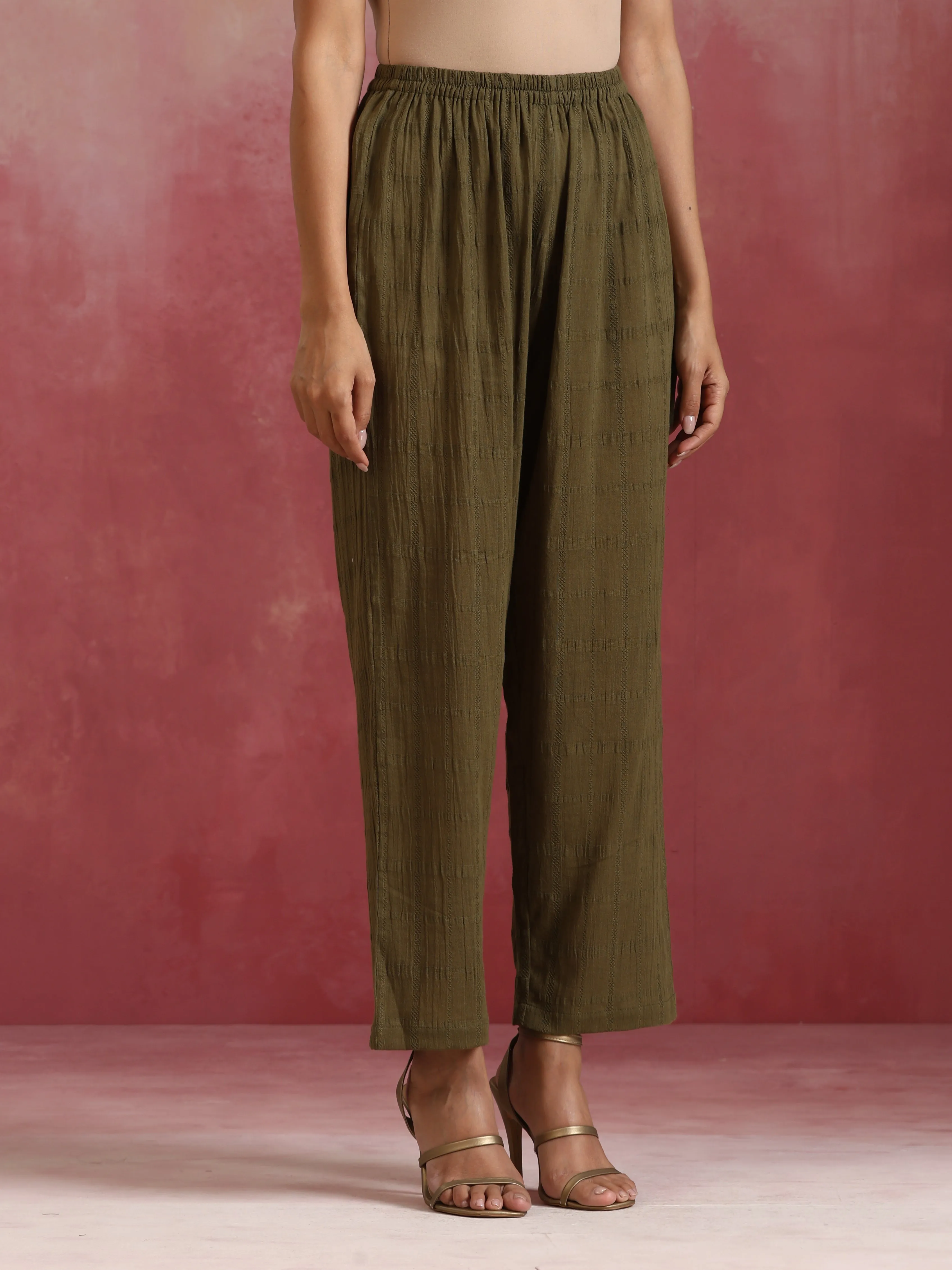 trueBrowns Olive Cotton Dobby Co-ord set