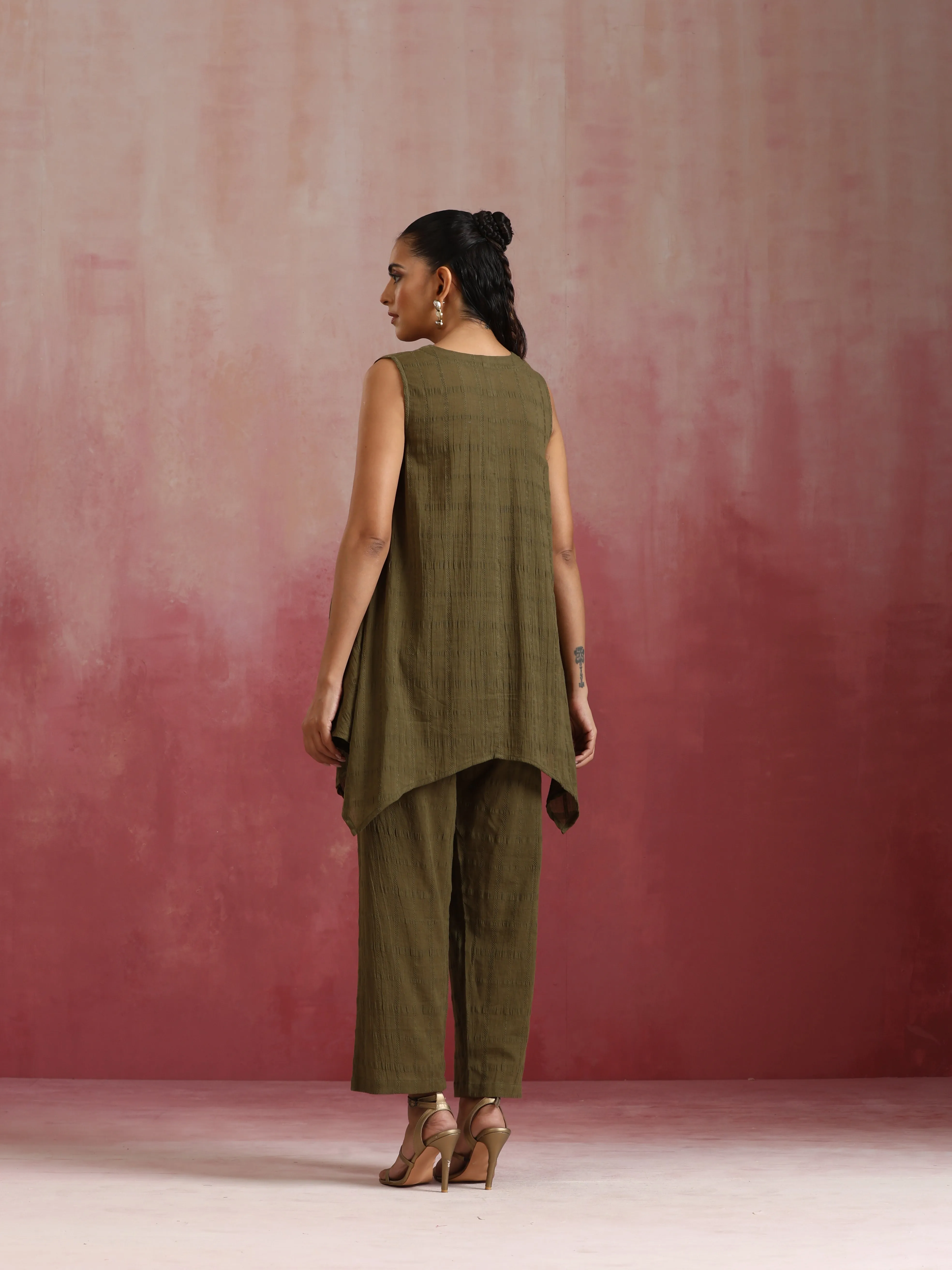 trueBrowns Olive Cotton Dobby Co-ord set