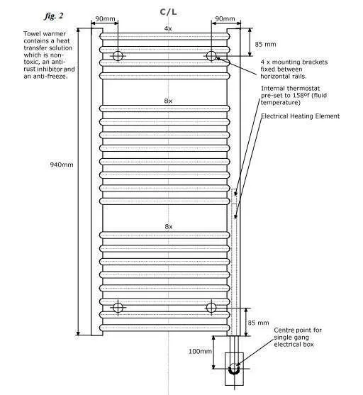 Tuzio Blenheim Hardwired or Plug in Towel Warmer - 17.5"w x 37"h